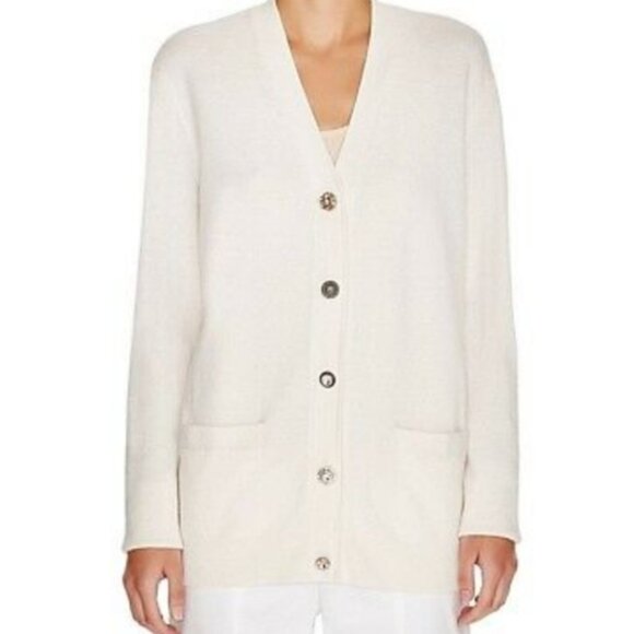 Tory Burch Sweaters - Tory Burch Wool Fremont Embellished Button Cardigan Ivory size Large